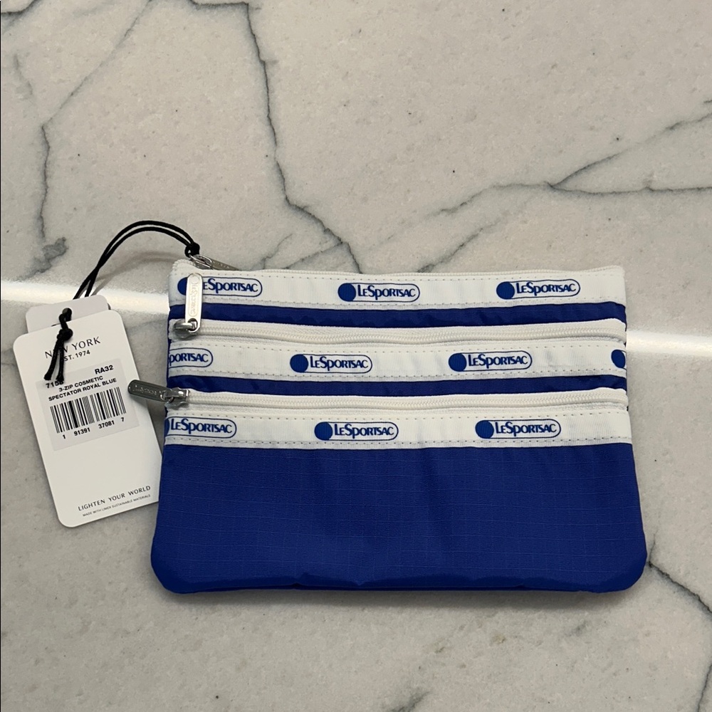 LeSportsac royal blue cosmetic spectator
